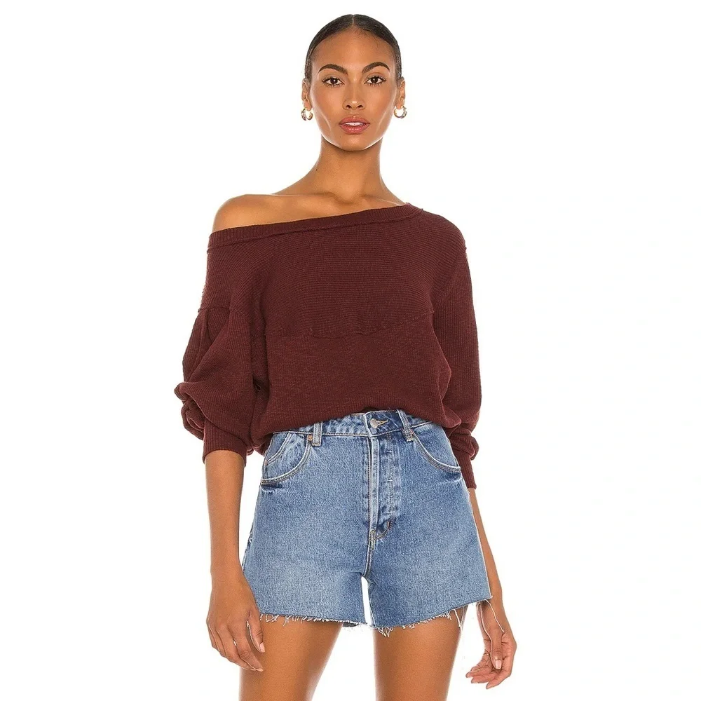 Free People - We The Free - OG Long Sleeve Tee - Cherry Cola